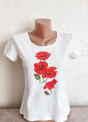 Стильная нарядная женская футболка-вышиванка, р.xs-s