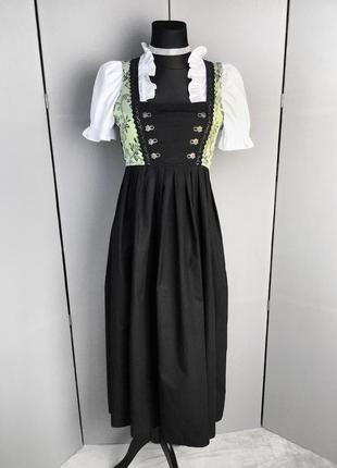 Женское платье длинное макси винтаж ретро стиль чёрное дирндль баварское этно хс с хлопок