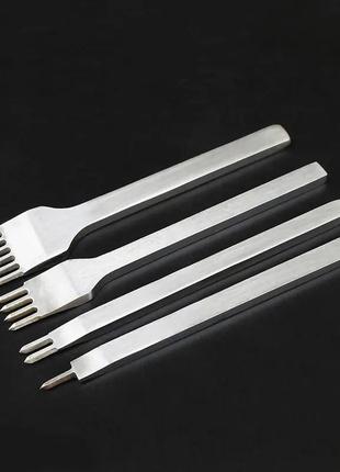 Набор пробойников строчных, ромбовидных 4 шт, для кожи 1+2+4+6, шаг 3 мм.