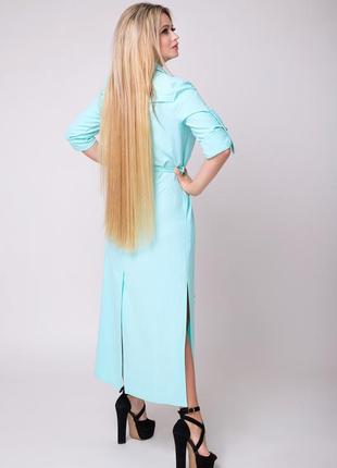 Платье-рубашка "лимана" (бирюзовый)4 фото