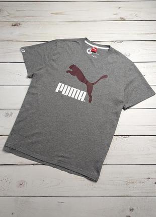 Чоловіча сіра футболка puma big logo / пума з великим логотипом оригінал