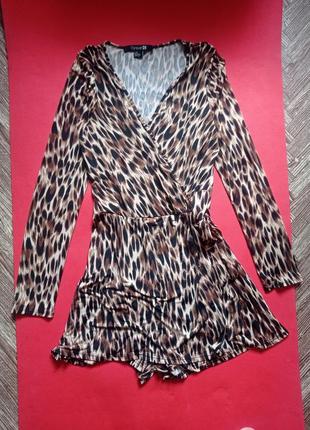 Ромпер шорты-юбка в леопардовый принт forever 21