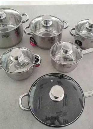 Набор посуды из нержавеющей стали (12 предметов) zepline zр-0756 фото