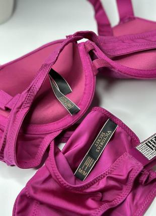 Комплект нижнего белья victoria's secret pink розовый на подарок трусики + лифчик