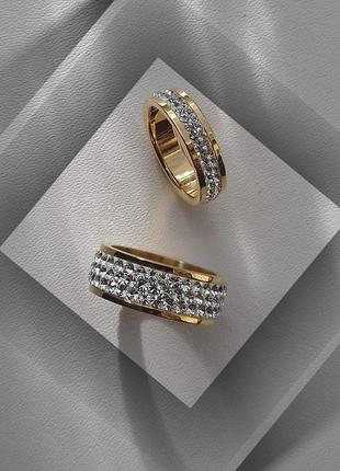💍 15.4 ; 17.5  размер кольцо хирургическая сталь медицинская сталь сваровски swarovski белый