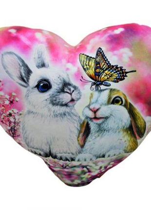 Подушка-сердечко "кролики"