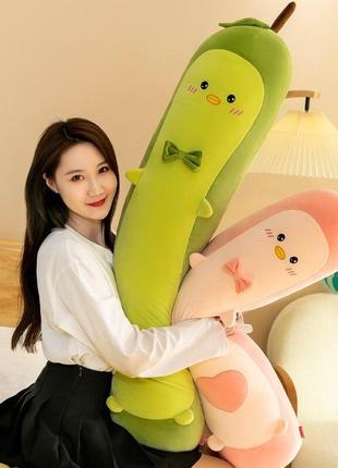 Авокадо - мягкая плюшевая игрушка обнимашка (плюшевый авокадо батон) зелёный, розовый 50 см.