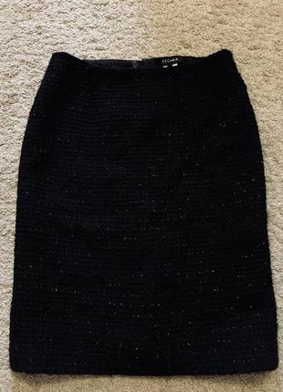 Шикарная твидовая  юбка escada оригинал бренд шерсть твид миди размер l,xl размер 44