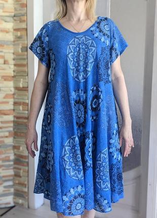 Италия яркое платье оверсайз платье летнее васильковое платье натуральное платье