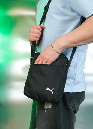 Борсетка с вышитым логотипом puma, сумка через плечо черная puma