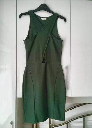 Зелене фактурне плаття міні по фігурі miss selfridge petites, xs