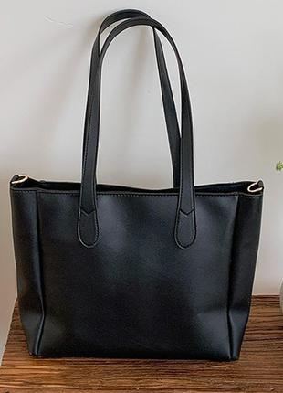 Чорна жіноча сумка через плече велика жіноча сумка шкірозамінник