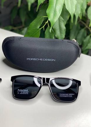 Мужские солнцезащитные очки porsche design черные глянцевые polarized квадратные модные стильные порше