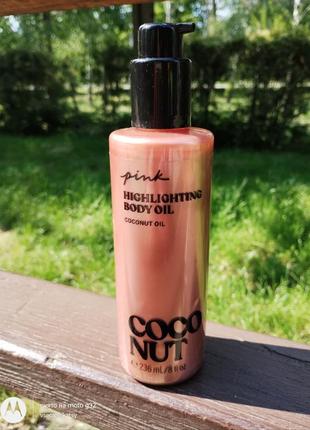 Олія бронзатор coconut highlighting body oil від pink victoria's secret2 фото