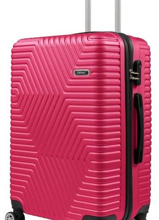 Пластикова валіза на колесах середня розмір 70l gd polo рожева