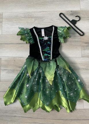 Платье карнавальное лесное малое хеловин для девочки 5-6 лет