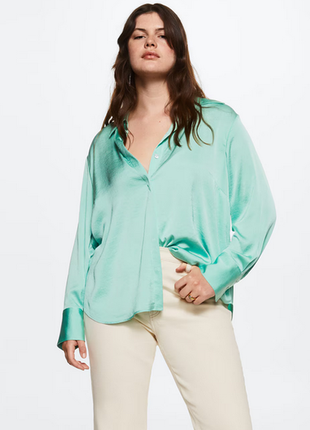 Атласная блуза рубашка  mango 54-56