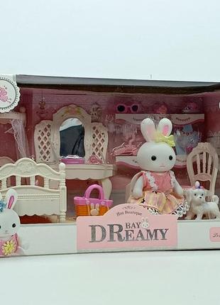 Игровой набор мебели yi wu jiayu флоксовые кролики "by dreamy" спальня 6669-2