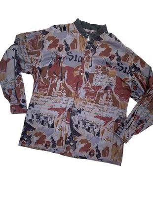 Jac tissot shirt принт vintage 80s 90s американа дикий закат всадники