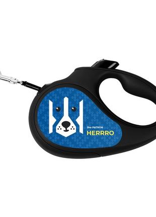 Повідець-рулетка для собак waudog r-leash, малюнок "патрон", l, до 50 кг, 5 м, світловідбиваюча стрічка2 фото