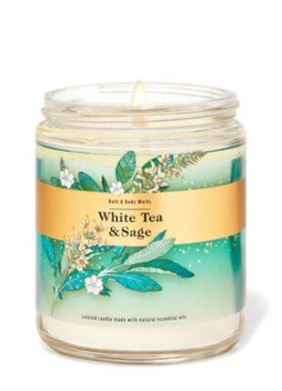 Ароматизированная свеча white tea & sage bath & body works