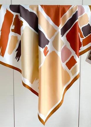 Сатинова жіноча шаль палантин шарф абстракція штучний шовк