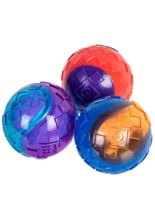 Іграшка для собак три мячі з пищалкою gigwi ball, гума, 5 см
