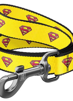 Повідець для собак нейлоновий waudog nylon, малюнок "супермен 2", ш 20 мм, дов 122 см