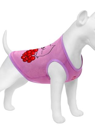 Майка для собак waudog clothes малюнок "калина", сітка, l, b 42-45 см, c 28-31 см рожевий