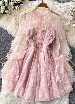 Элегантное, нежное платье в мелкий горошек👗