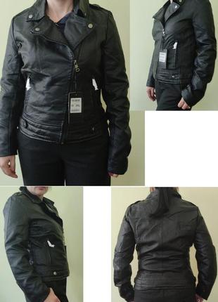 Куртка, косуха женская модная из экокожи высокого качества ouhong