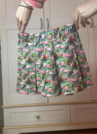 Детская юбка с фламинго на 9-10 лет