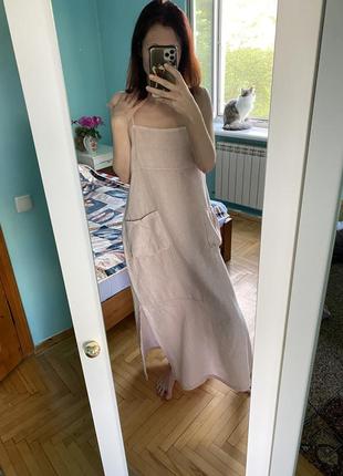 Льняна стильна легка сукня, розмір 48-52