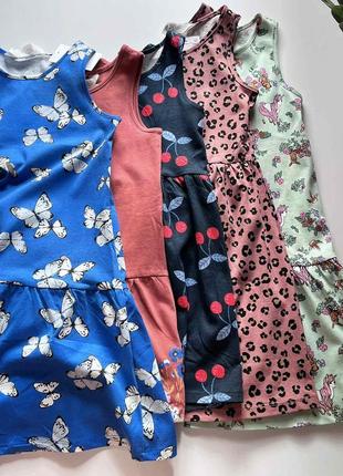 Яркие платья сарафаны с бабочками, единорогами, цветами h&m для девочек от 2 до 10 лет