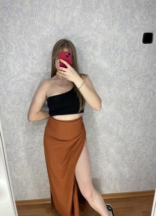 Крутая юбка-миди с разрезами, длинная юбка