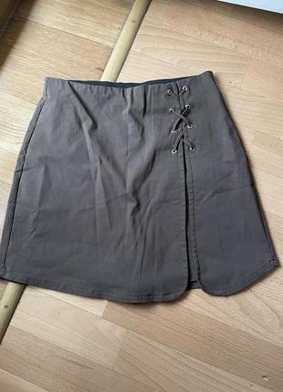 Новая юбка шорты разрез резинка высокая талия