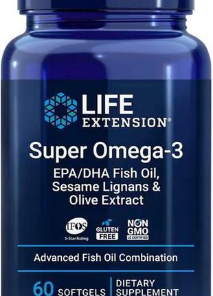 Омега 3 life extension super omega-3 60 sgels