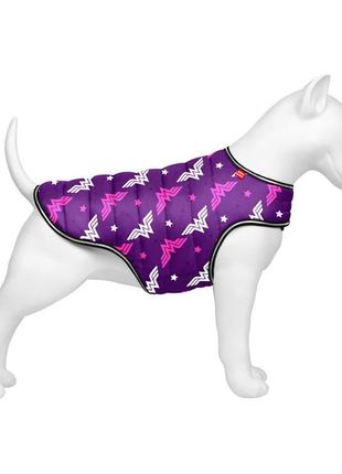 Курточка-накидка для собак waudog clothes, малюнок "диво-жінка фіолет", xs, а 26 см, b 33-41 см, с 18-26 см