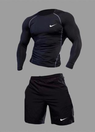 Компресійний одяг 2в1 nike black модель 2024 (комплект для фітнесу)