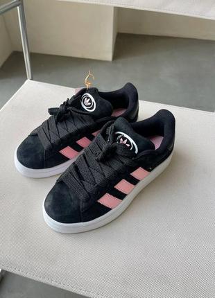 Стильные женские кроссовки the adidas campus 00s black pink чёрные с розовым10 фото