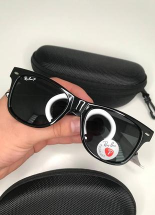 Сонцезахисні окуляри ray ban wayfarer чорні глянсові 2140 polarized рей бен вайфарери з поляризацією