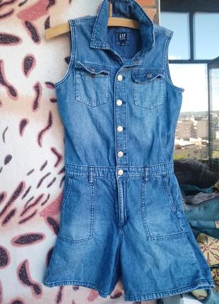 Джинсовий комбінезон шортами підлітку дівчині  джинс ромпер шортиками літній комбез котоновий