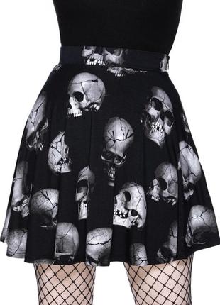 Killstar оригинал готская юбка с черепами р. m