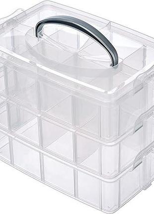 Коробка rayher 39320000 для сортування/зберігання, з ручкою, 3 рівні, 17 відділень,...