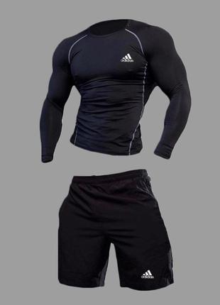 Компрессионная одежда 2в1 adidas black  модель 2024 (комплект для фитнеса)