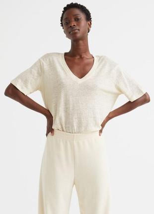 H&m льняная футболка в стиле оверсайз /8134/