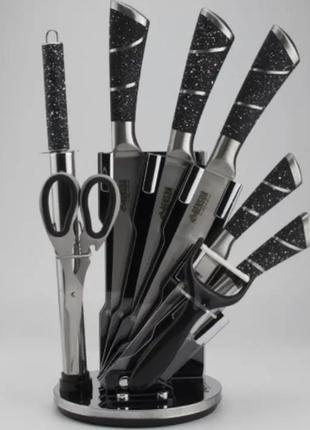 Набір кухонних ножів, на 8 предметів із підставкою + ножиці benson bn-405-n5 фото