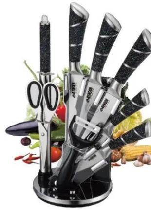 Набір кухонних ножів, на 8 предметів із підставкою + ножиці benson bn-405-n6 фото
