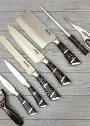 Набір кухонних ножів, на 8 предметів із підставкою + ножиці benson bn-405-n9 фото