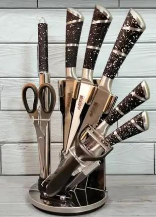 Набір кухонних ножів, на 8 предметів із підставкою + ножиці benson bn-405-n2 фото